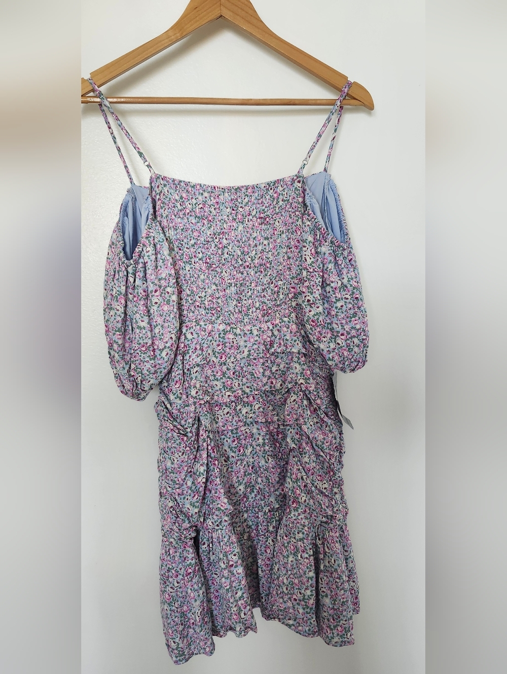 ASTR Blue Pink Ditsy Mini Dress - Picture 3 of 7